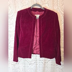 Vintage Piece Time Burgundy Velvet Jacket, Womens 14